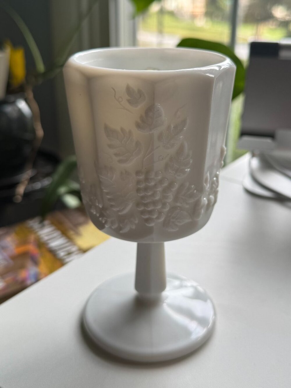 Vintage Westmoreland Handmade  6" Milkglass Chalice